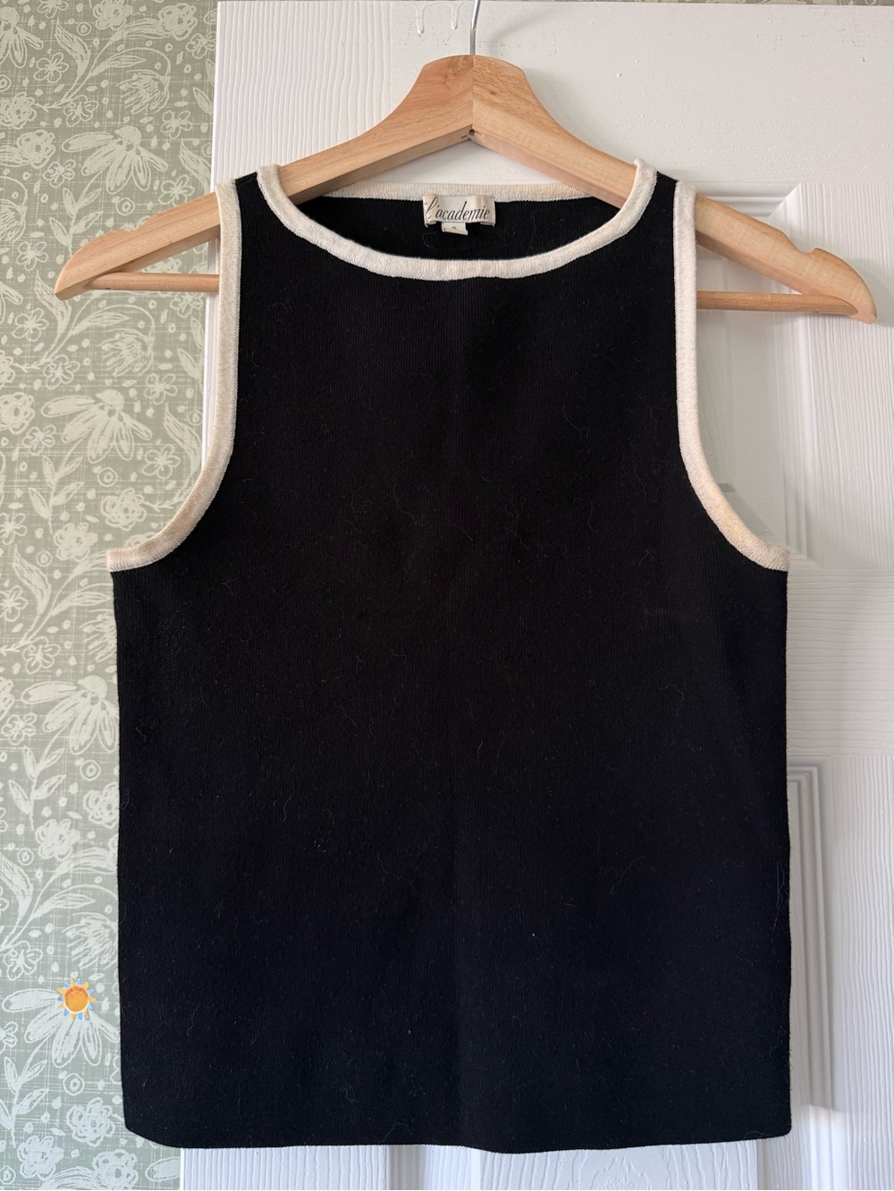 L'Academie Black Knit Tank & Shorts Set with White Piping - Picture 5 of 7